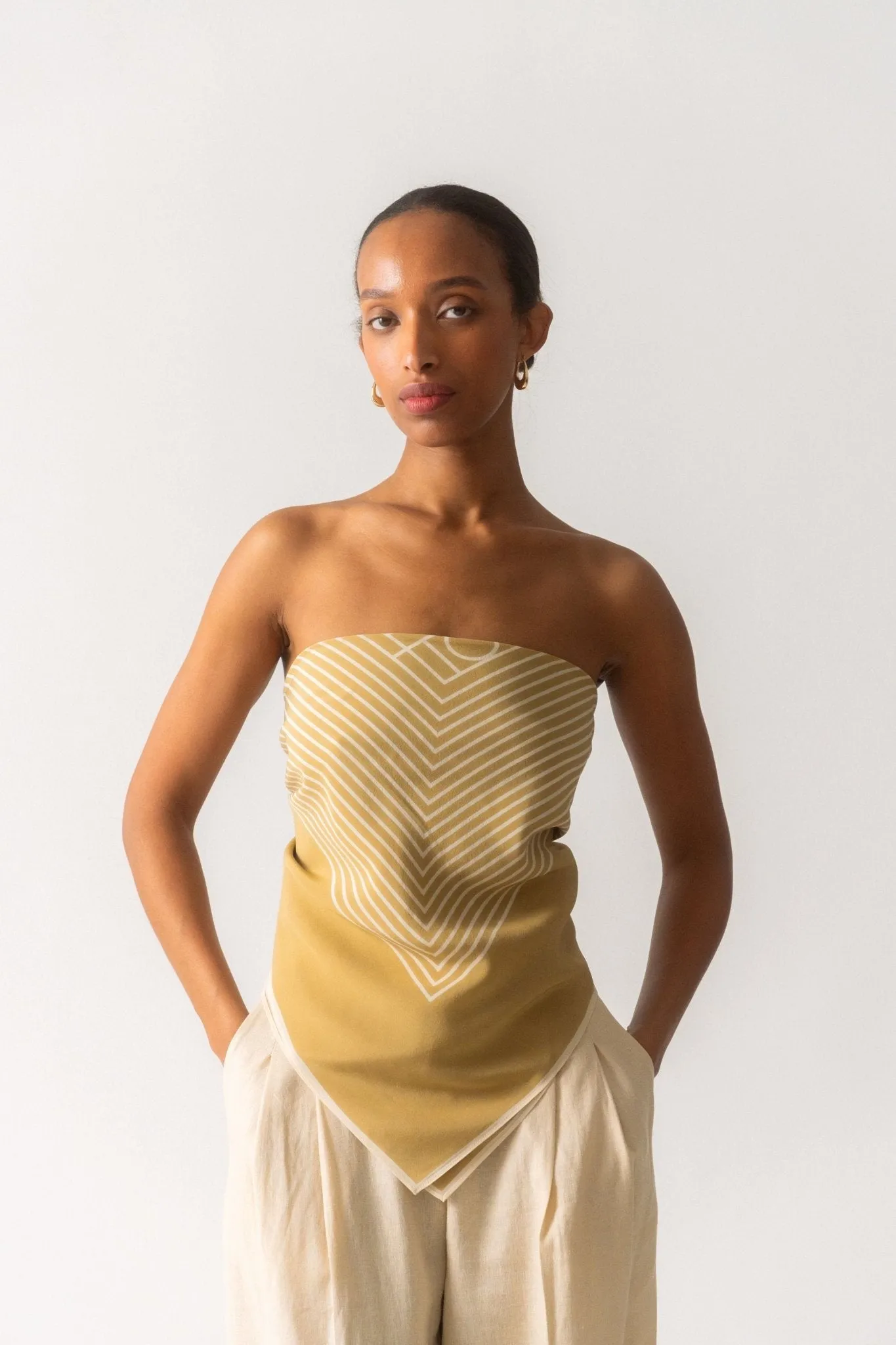 Toteme Centered Monogram Silk Scarf Peanut Butter sold by Bessette product image thumbnail 2