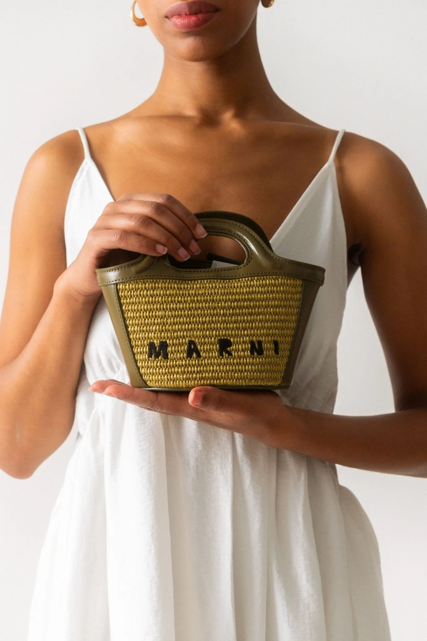 Marni Tropicalia Micro Leather and Embroidered Faux Raffia Tote sold by Bessette