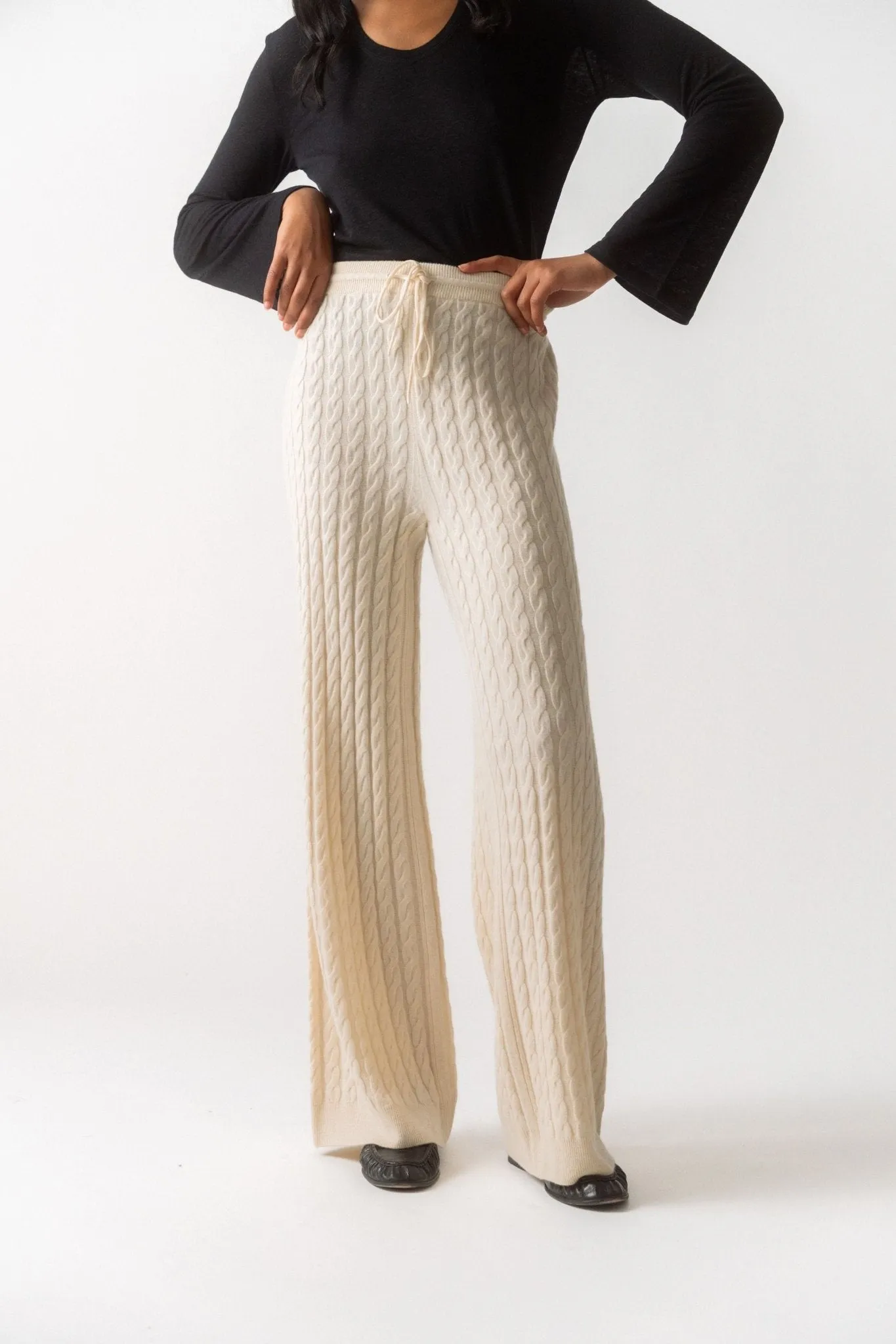 Toteme Cable-Knit Wool-Blend Wide-Leg Pants sold by Bessette
