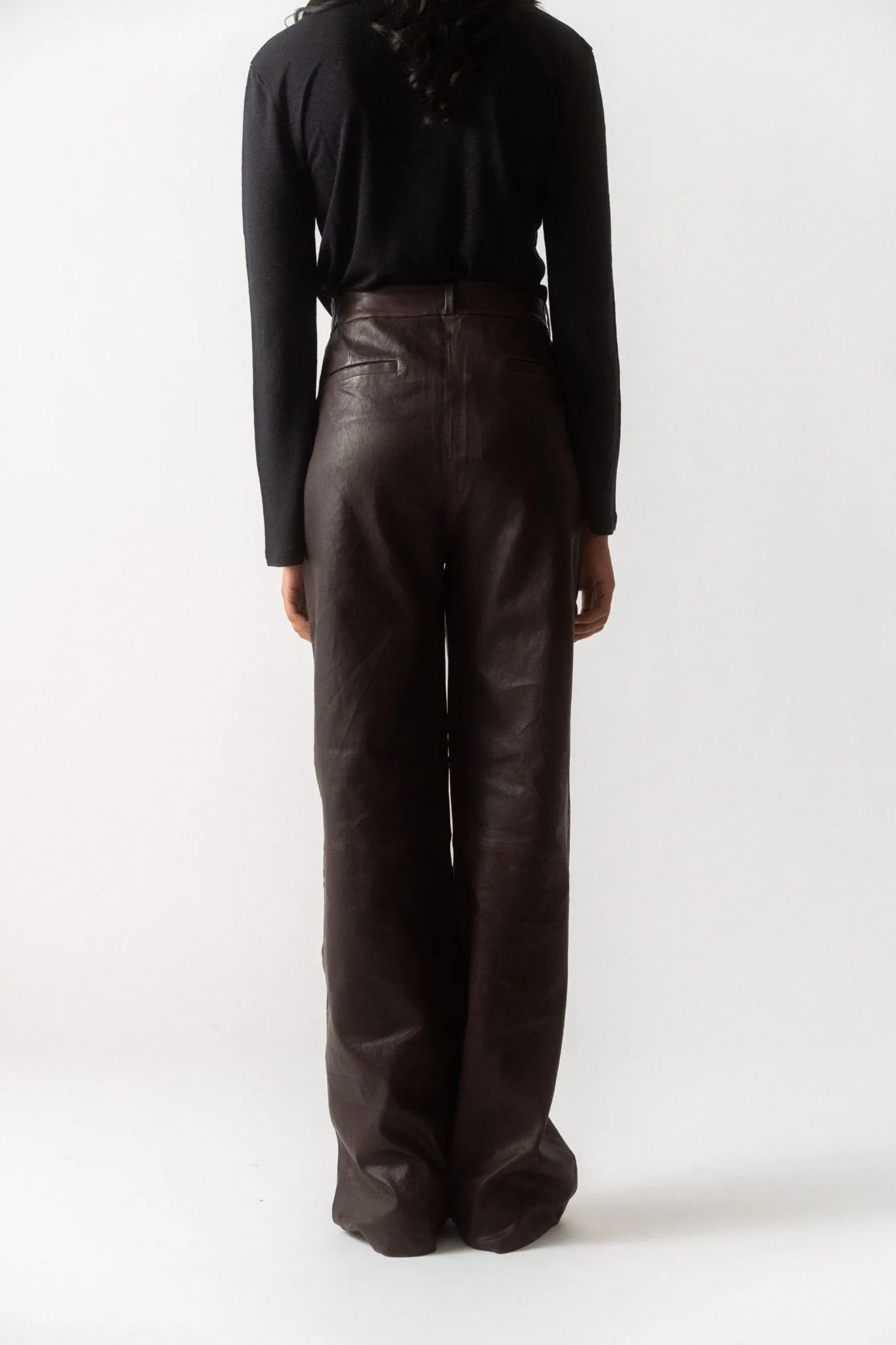 Frame Relaxed Leather Trouser - Chocolate Brown sold by Bessette product image thumbnail 2