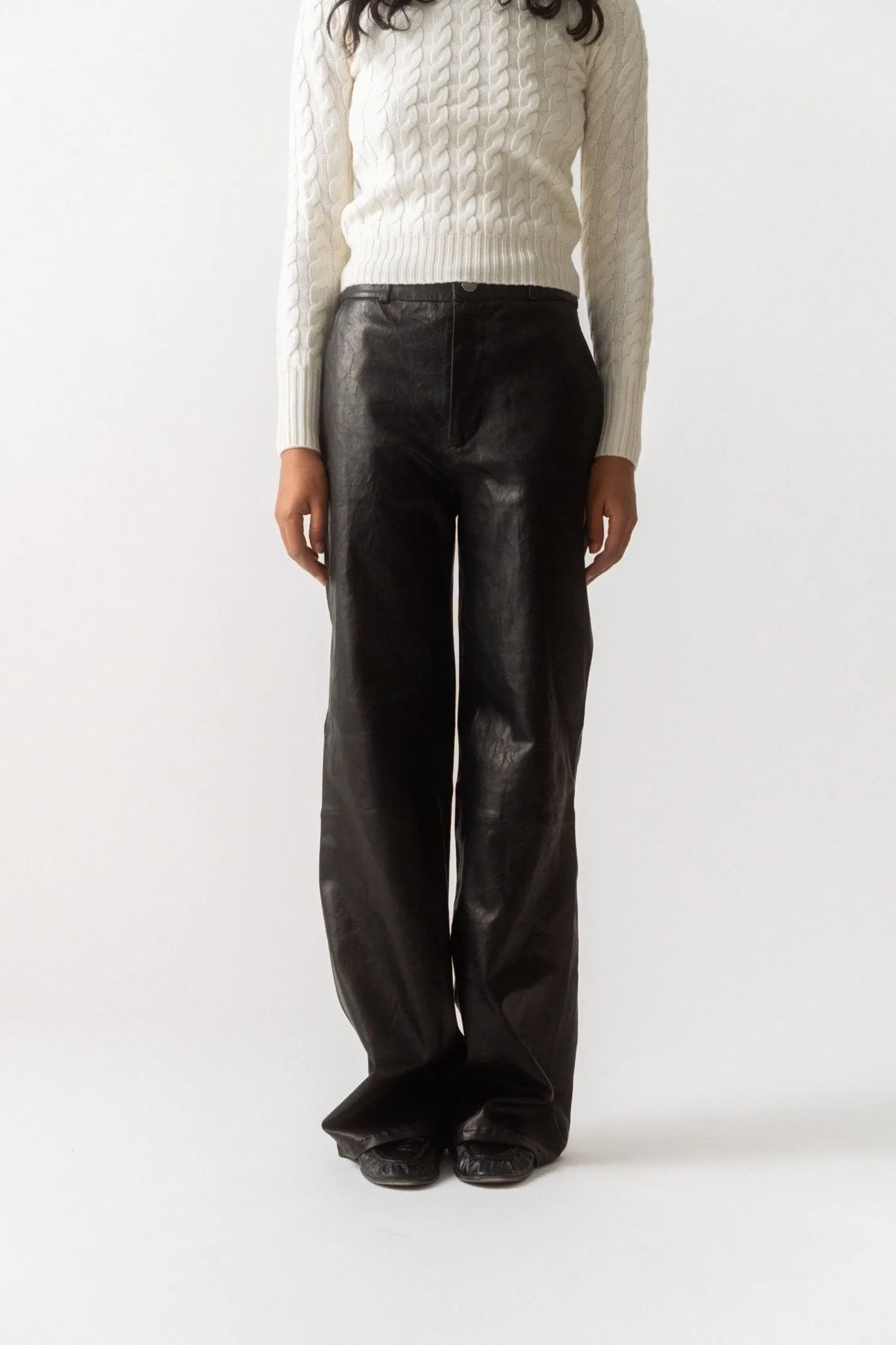 Frame Relaxed Leather Trouser - Black sold by Bessette