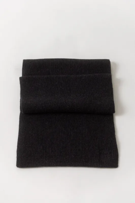 Embroidered Monogram Wool Cashmere Scarf Dark Grey sold by Bessette