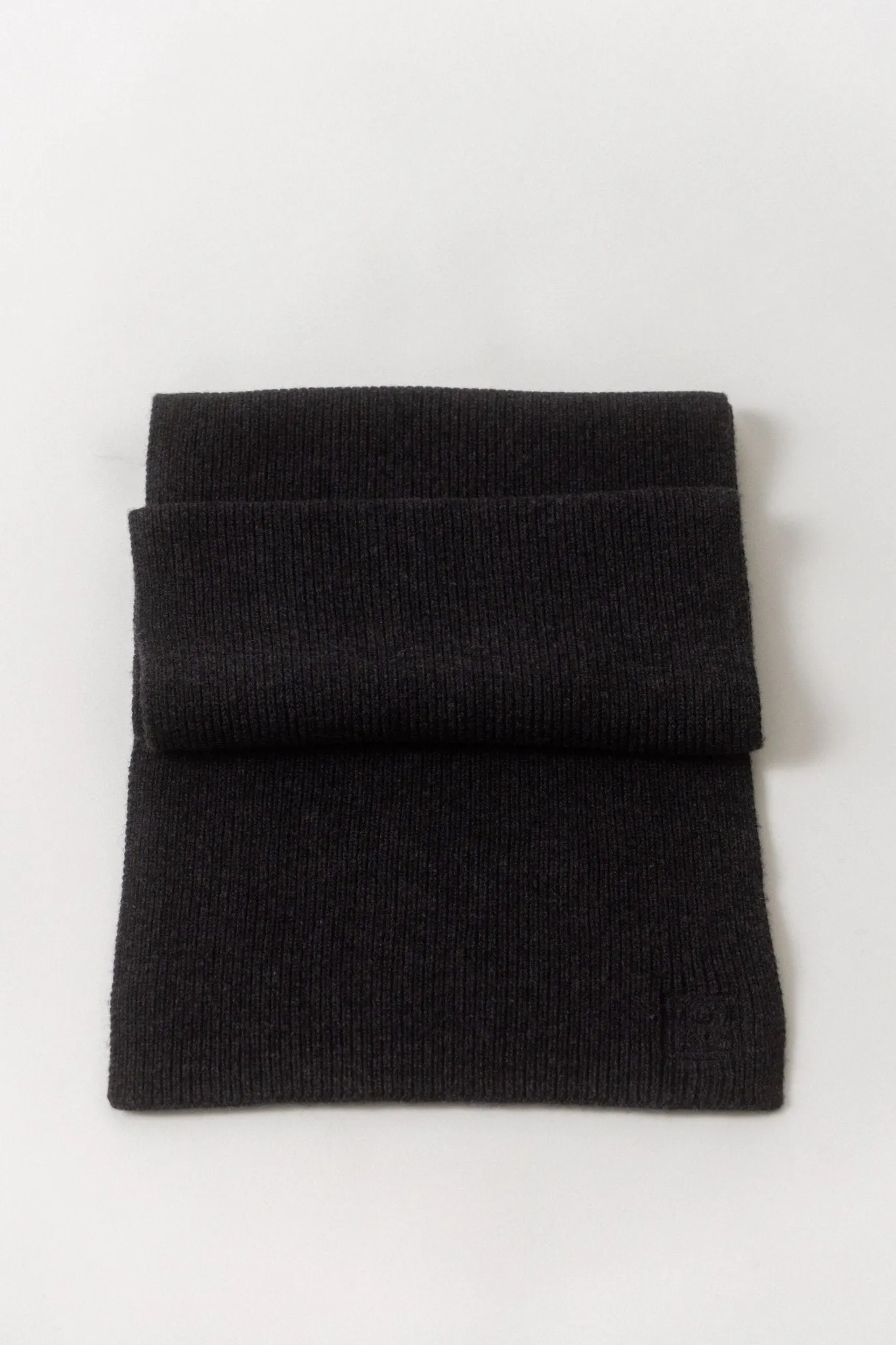 Embroidered Monogram Wool Cashmere Scarf Dark Grey sold by Bessette