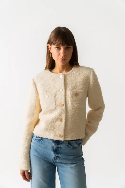 Frame Cropped Button Front Jacket sold by Bessette