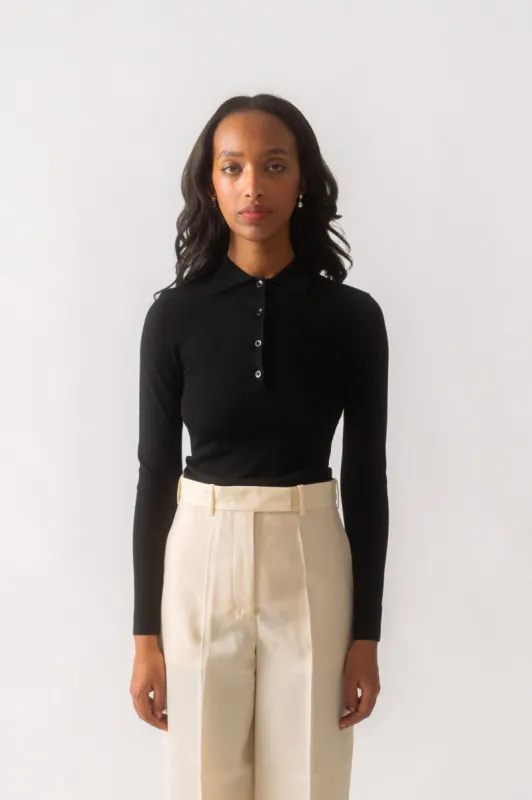 Toteme Fine Merino Polo Knit sold by Bessette