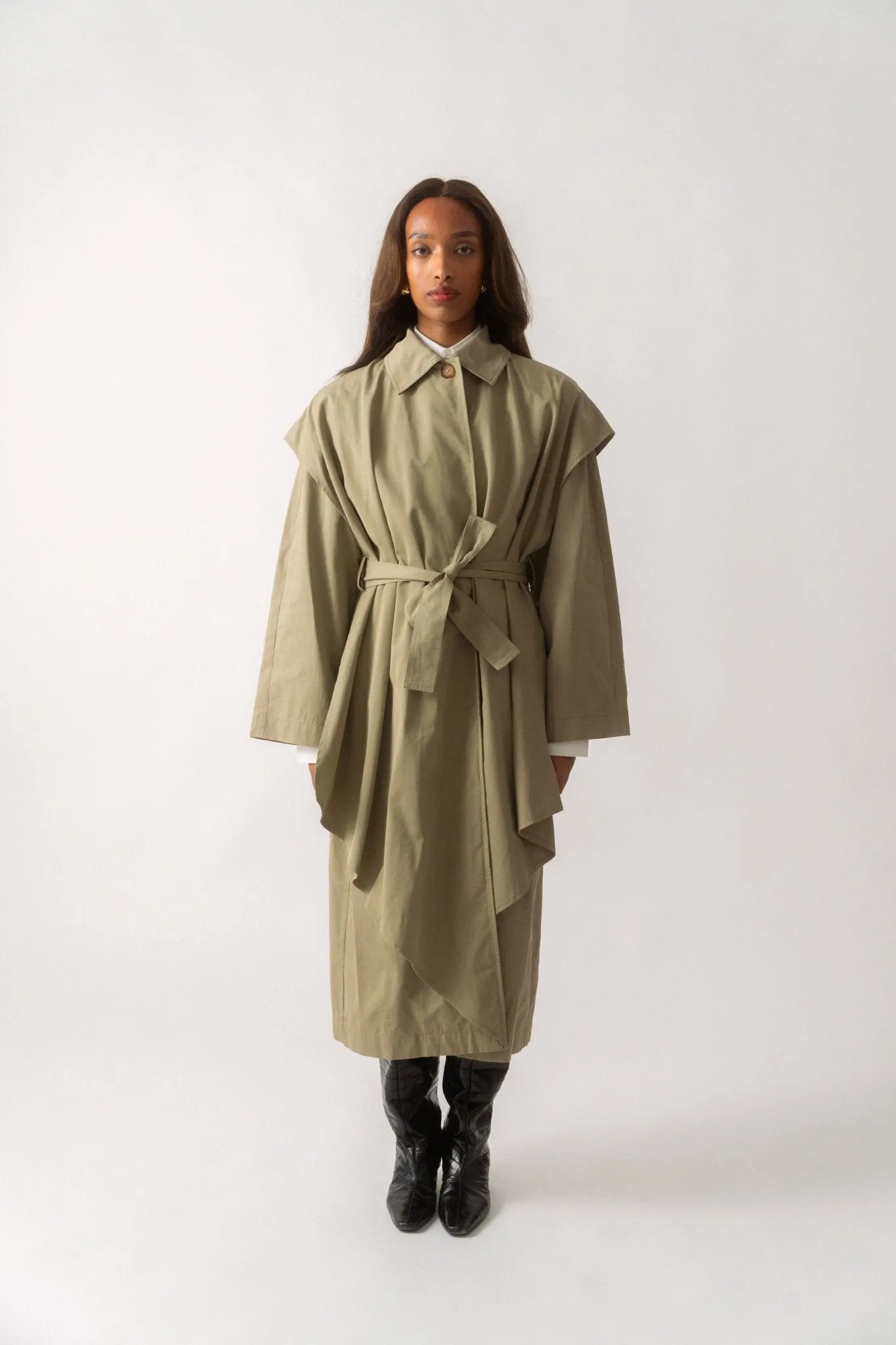 Toteme Layered Cotton Cupro Trench (36 DK & 38 DK) sold by Bessette