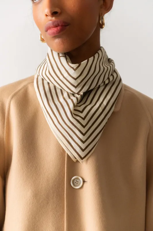 Toteme Centered Monogram Silk Scarf Beige sold by Bessette