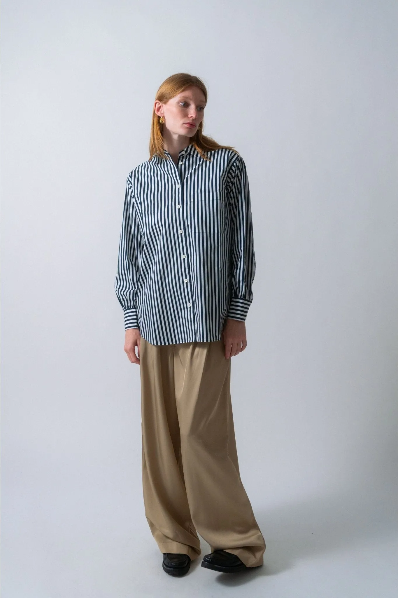 The Borrowed Pocket Shirt Navy Blue sold by Bessette