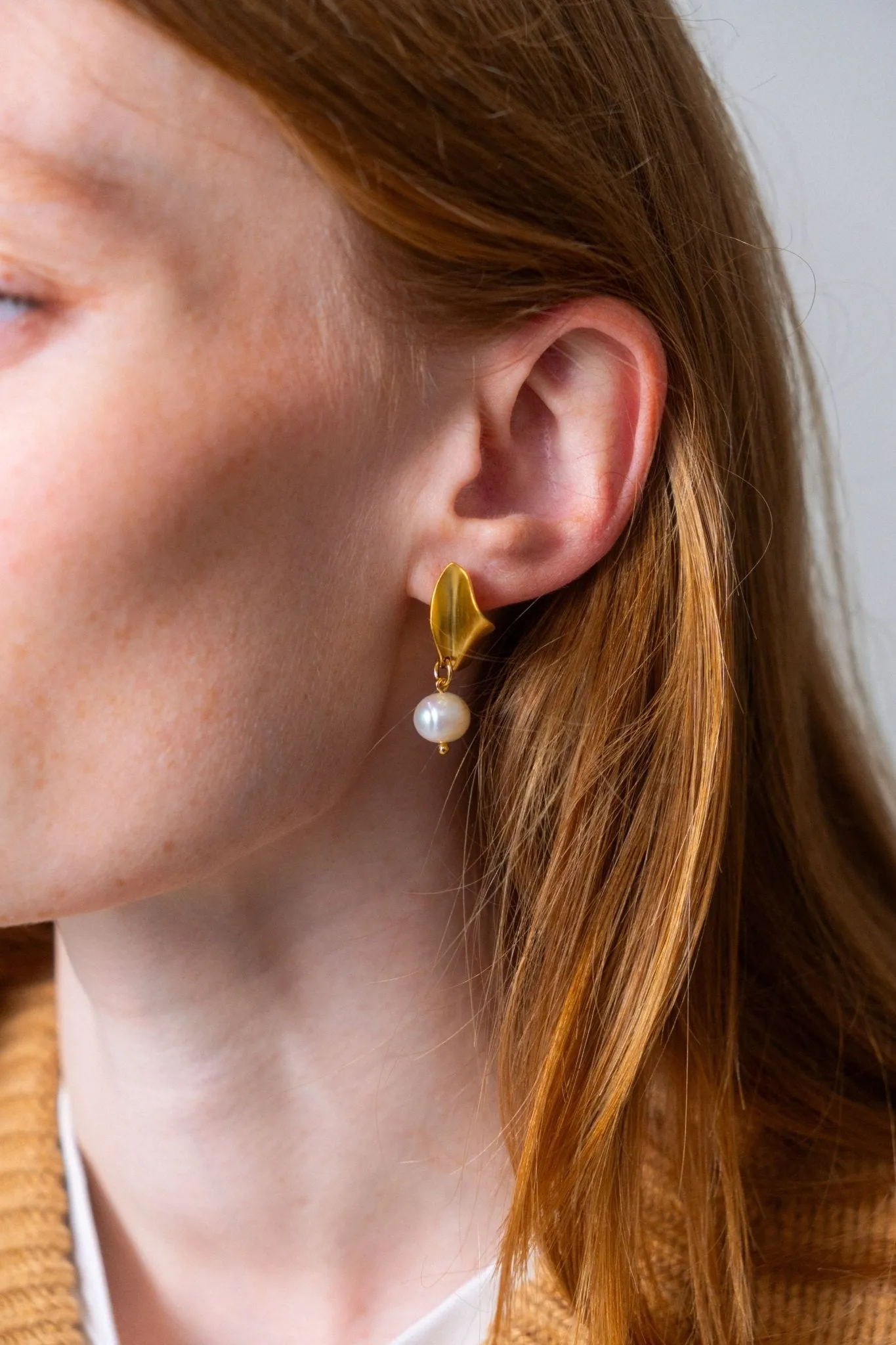 Completedworks Folded Gold Earrings with Pearl sold by Bessette product image thumbnail 2