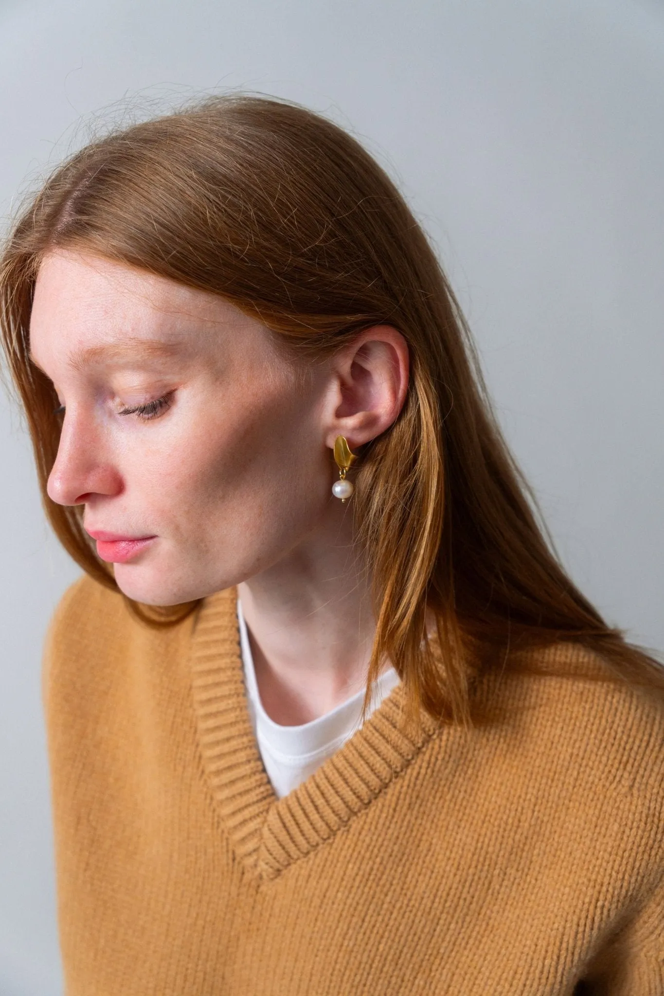 Completedworks Folded Gold Earrings with Pearl sold by Bessette product image thumbnail 3