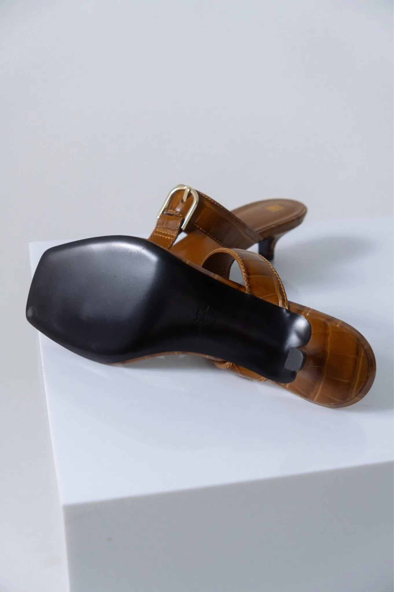 Toteme Croc-Effect Belted Leather Sandals (40 EU) sold by Bessette product image thumbnail 3