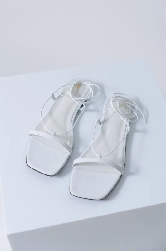 Toteme Croc-Effect Leather Lace-Up Sandals (41 EU) sold by Bessette