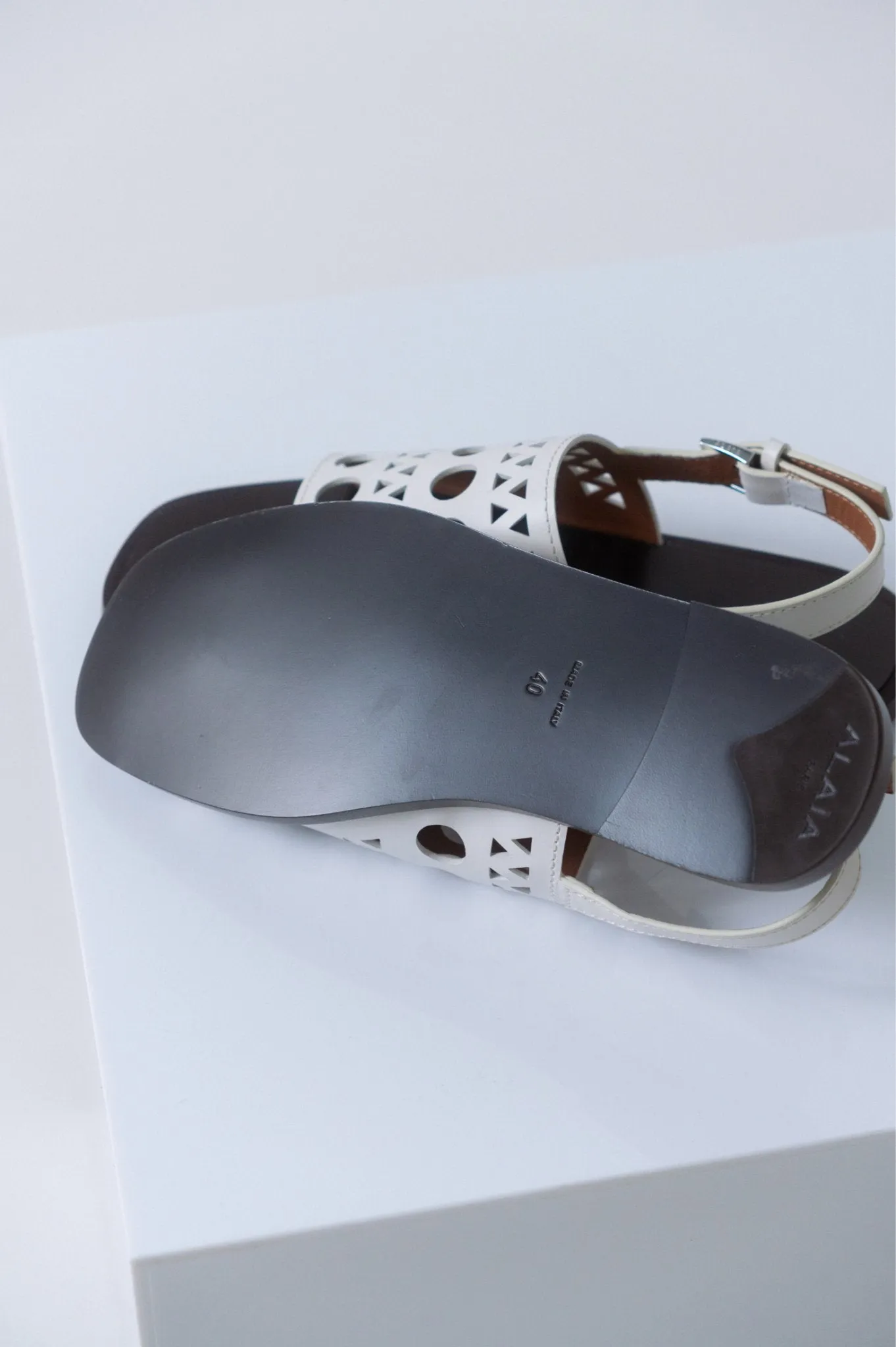 Alaïa Laser Cut White Slingback Sandals sold by Bessette product image thumbnail 3