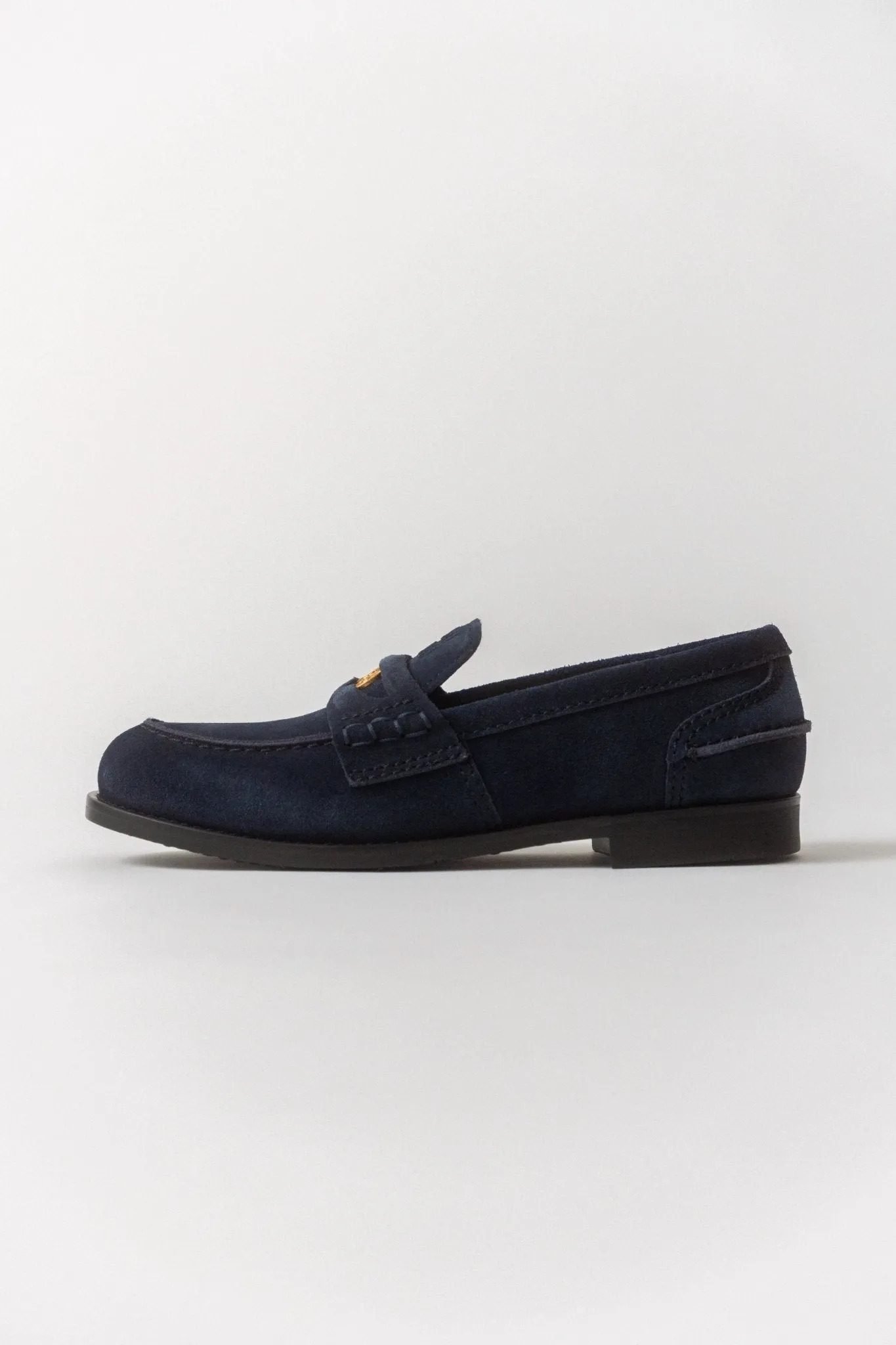 Miu Miu Logo Navy Suede Loafers (38 EU) sold by Bessette product image thumbnail 2