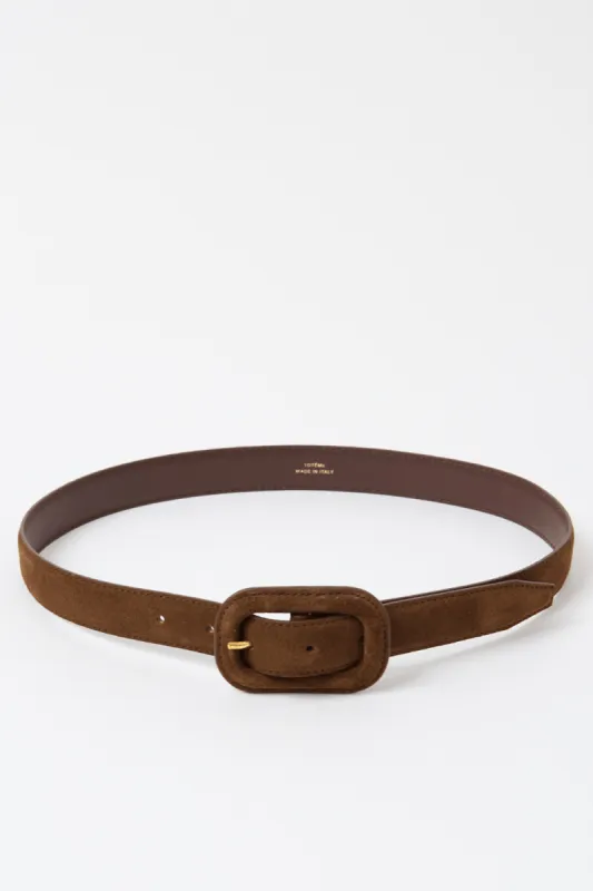 Slim Covered Buckle Suede Belt made by Toteme