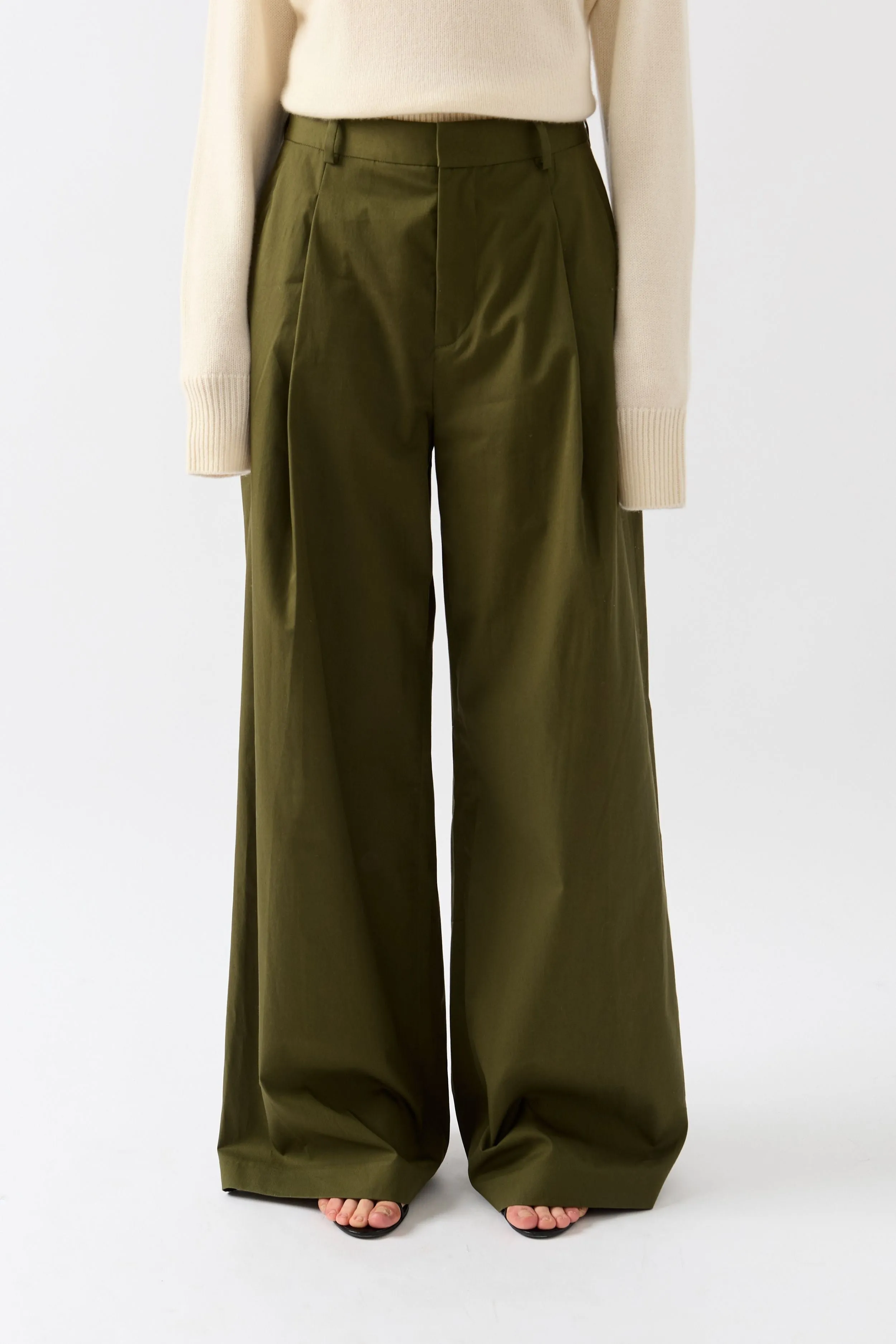 Pleated Wide Leg Pant In Surplus sold by Bessette