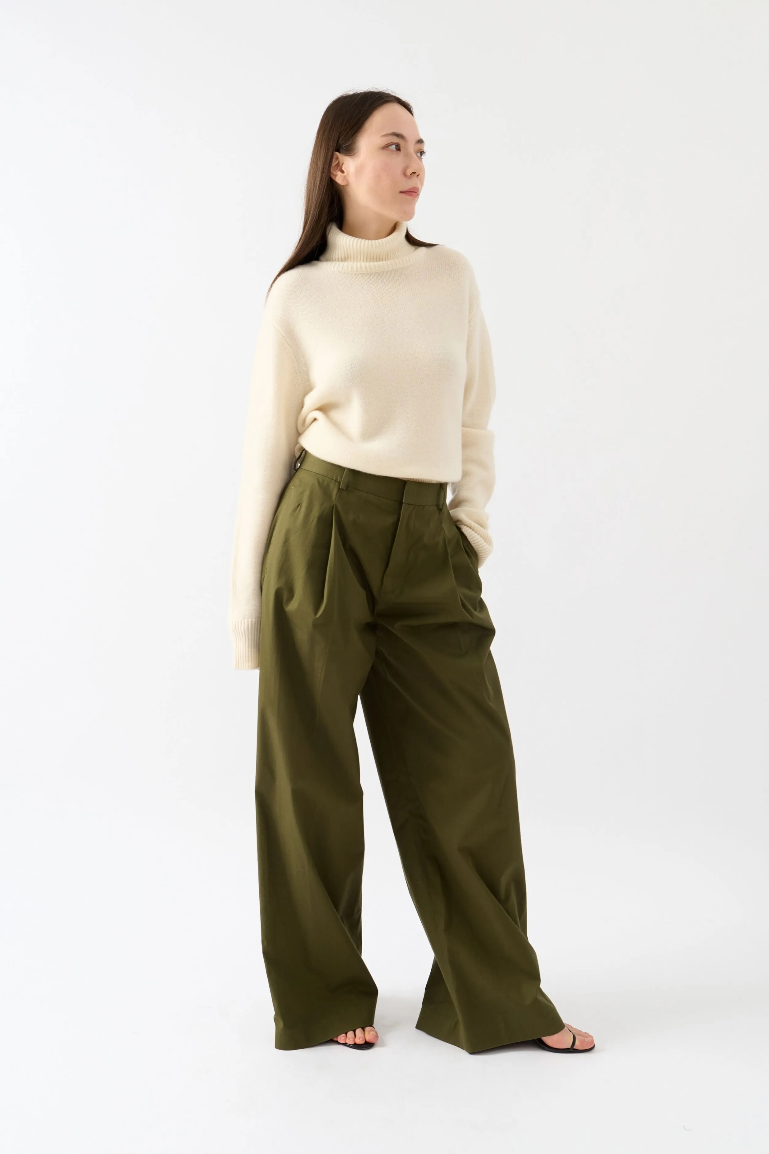 Pleated Wide Leg Pant In Surplus sold by Bessette product image thumbnail 4