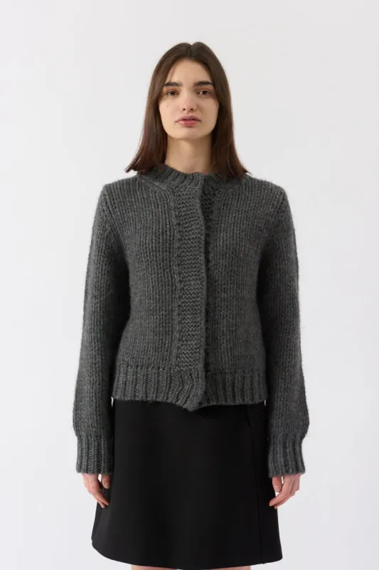 Jil Sander Grey Wool Cardigan sold by Bessette