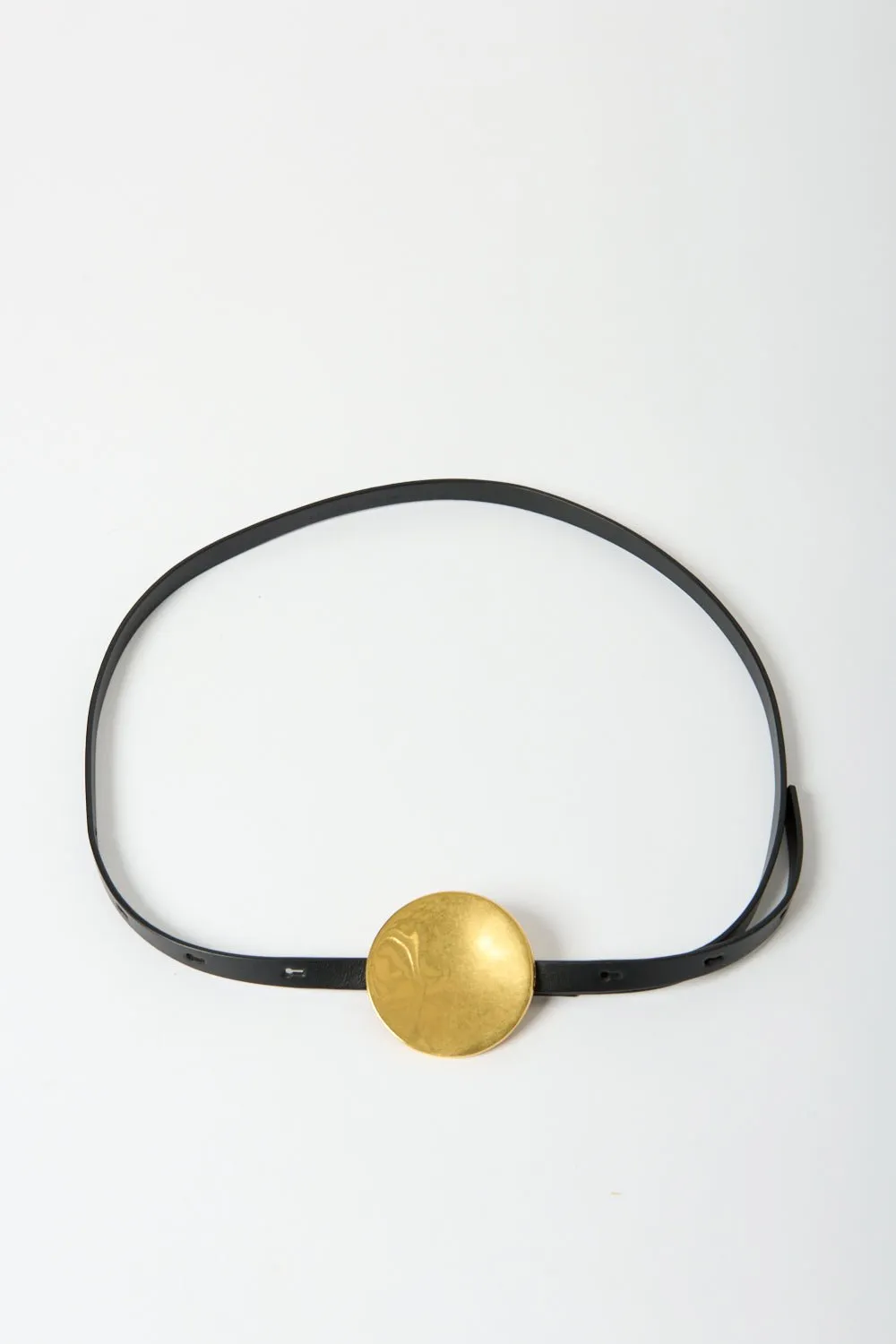 Jil Sander Leather Belt with Gold Buckle sold by Bessette