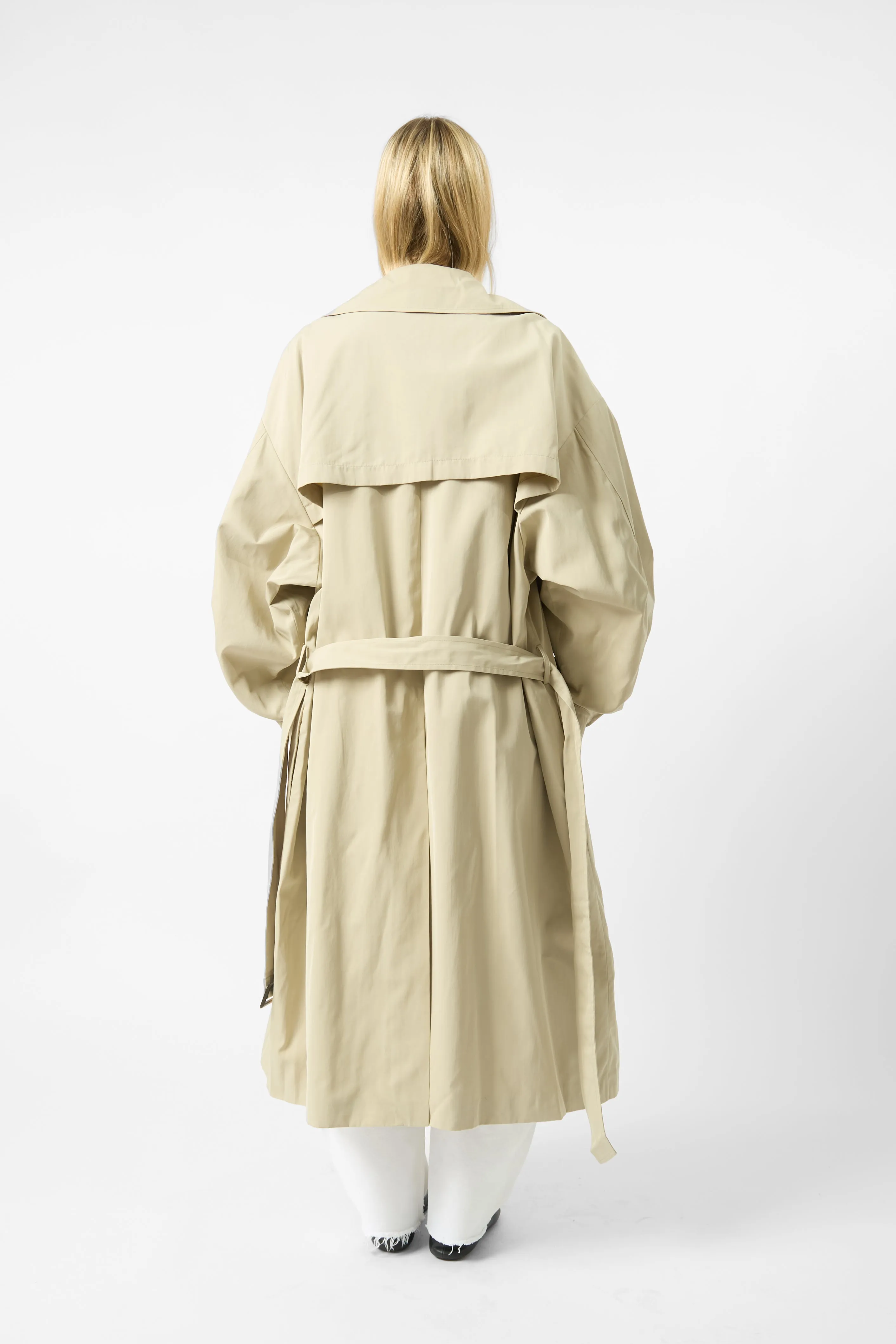 The Frankie Shop Mavis Oversize Long Trench Coat in Beige sold by Bessette product image thumbnail 4