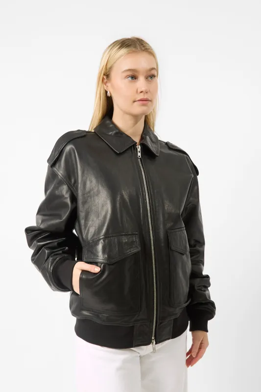 The Frankie Shop Viper Leather Jacket sold by Bessette