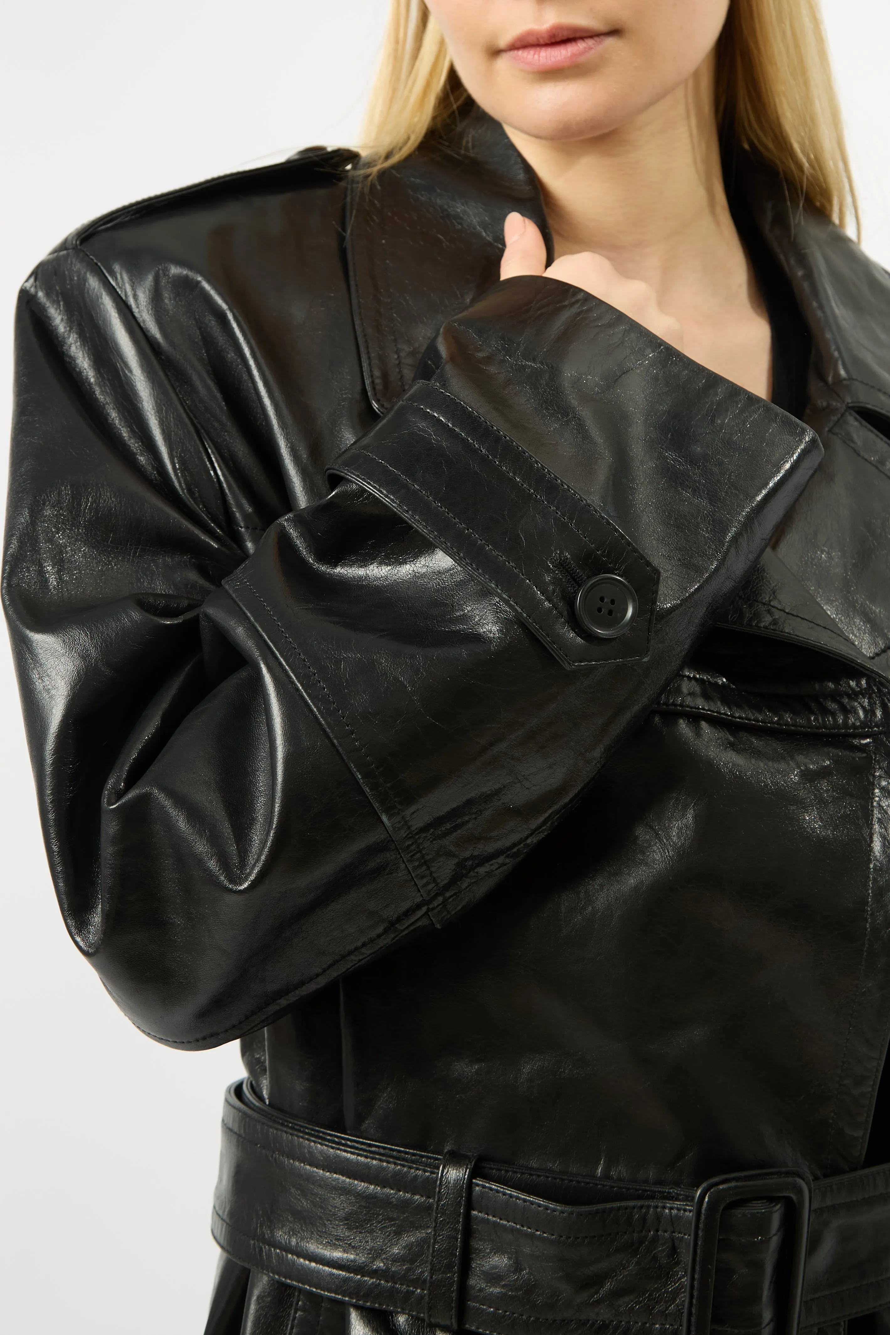 Alfeo Long Leather Trench Coat sold by Bessette product image thumbnail 3