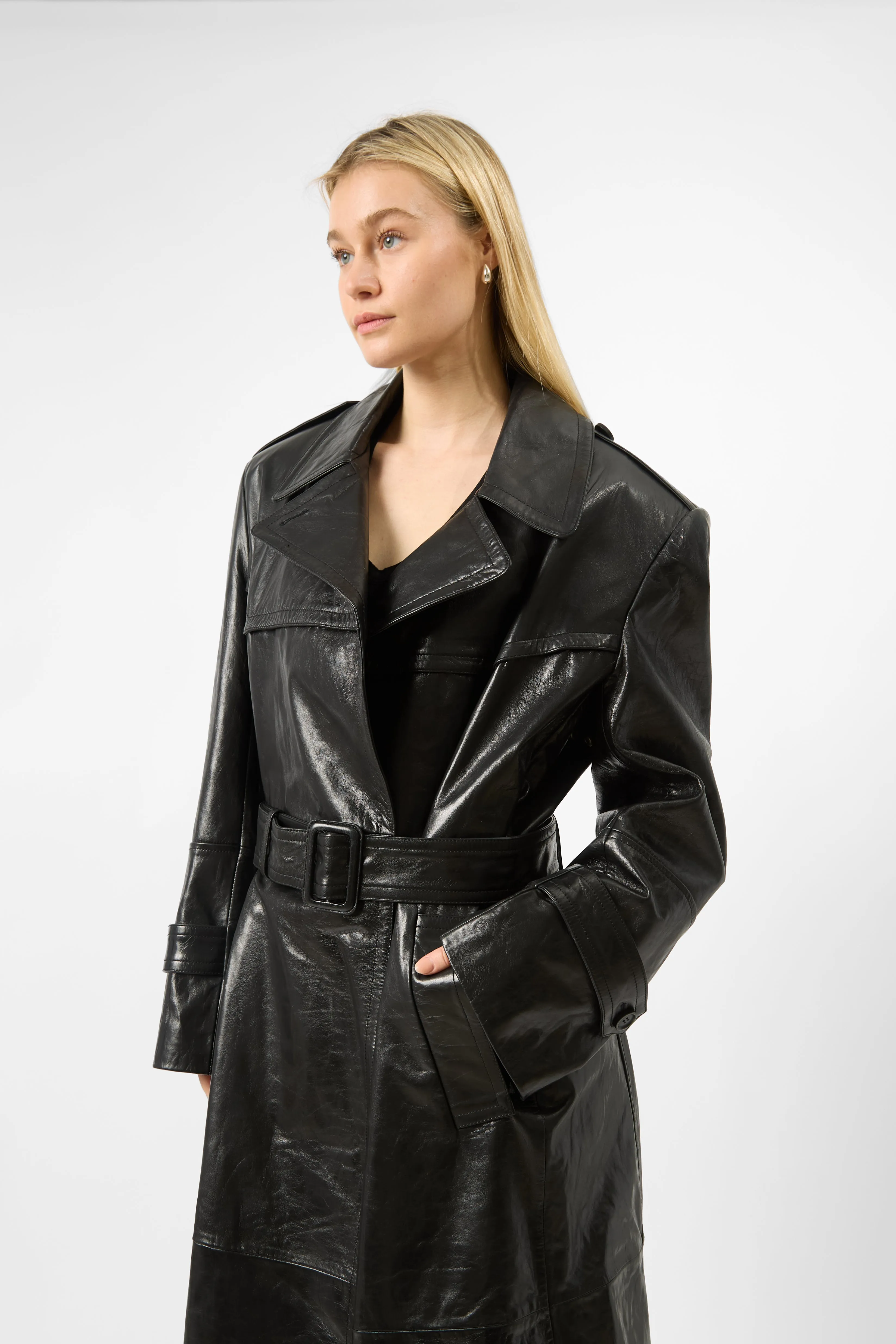 Alfeo Long Leather Trench Coat sold by Bessette product image thumbnail 2