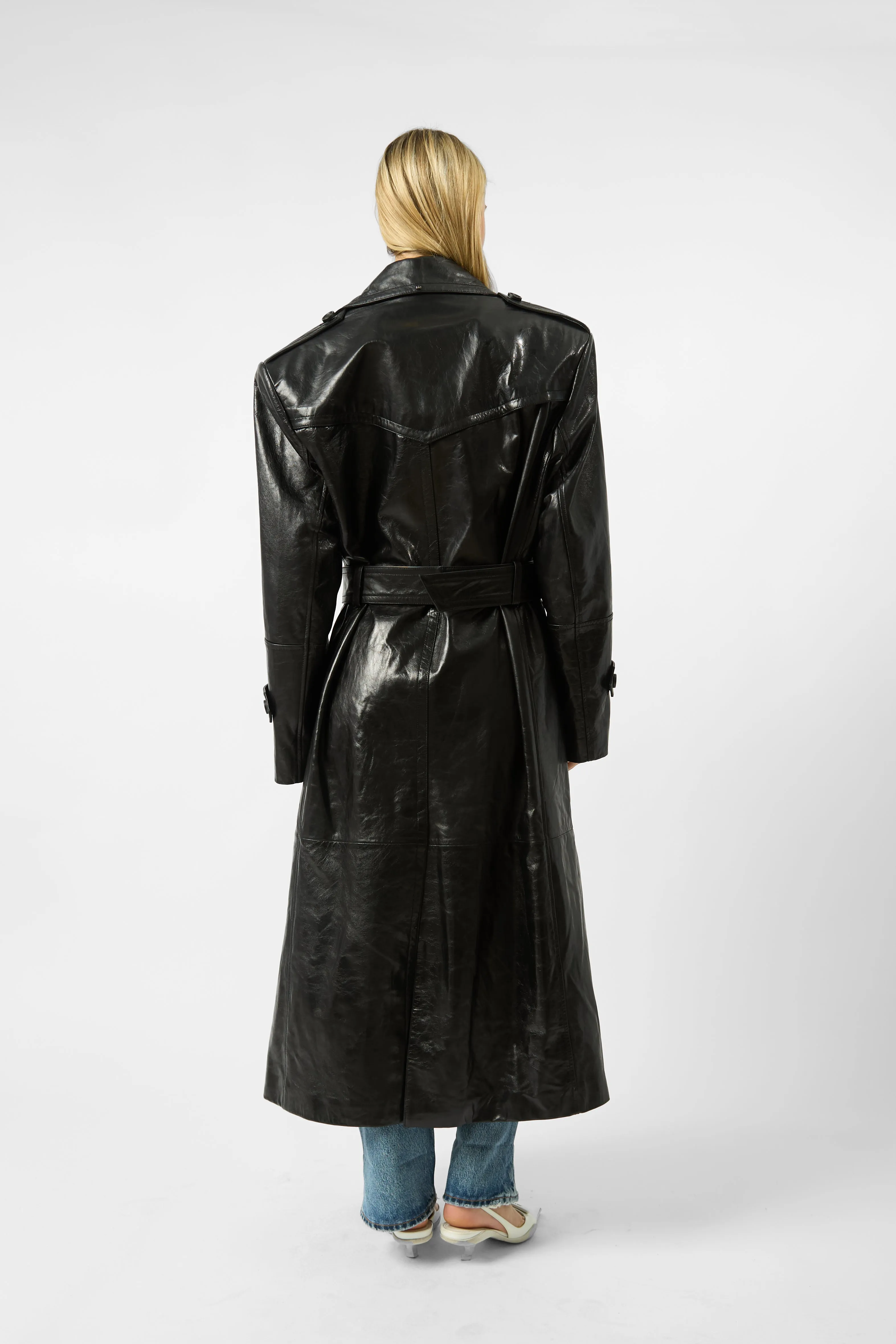 Alfeo Long Leather Trench Coat sold by Bessette product image thumbnail 4