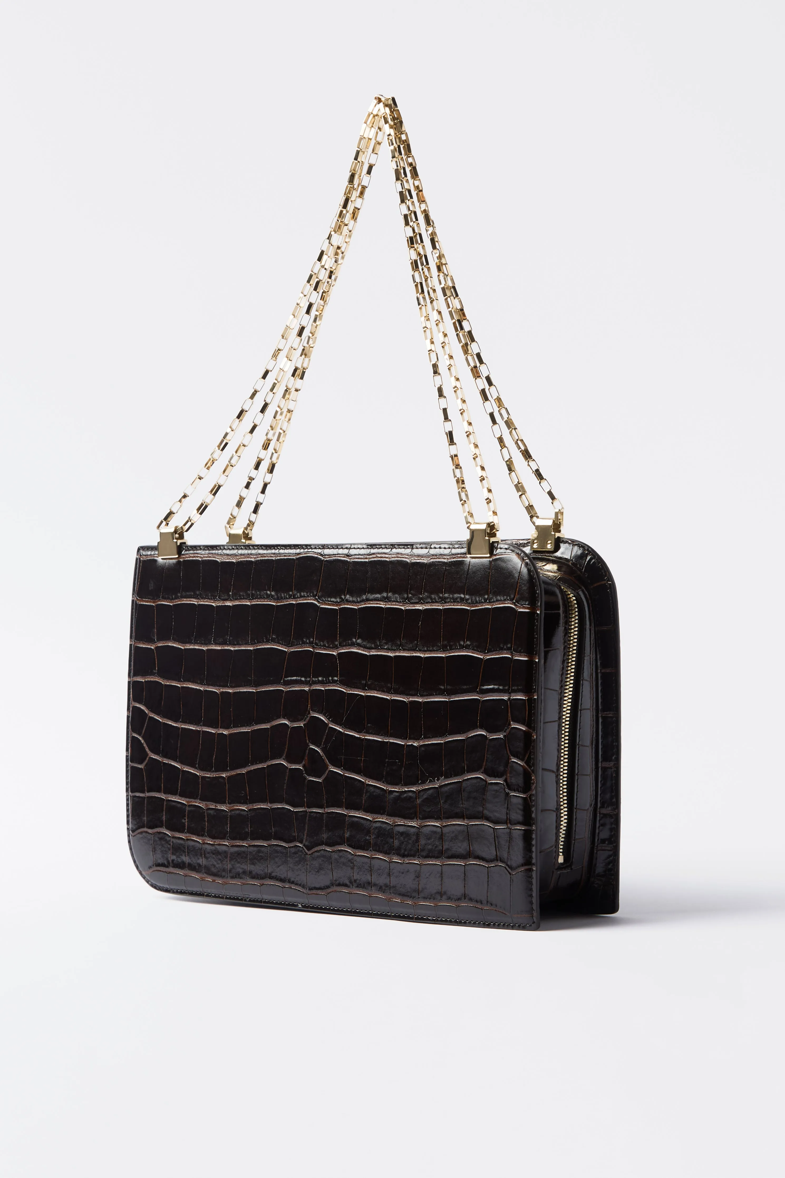 Toteme Chain Bag Brown Croc sold by Bessette