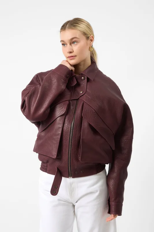 Magda Butrym Leather Bomber Jacket sold by Bessette