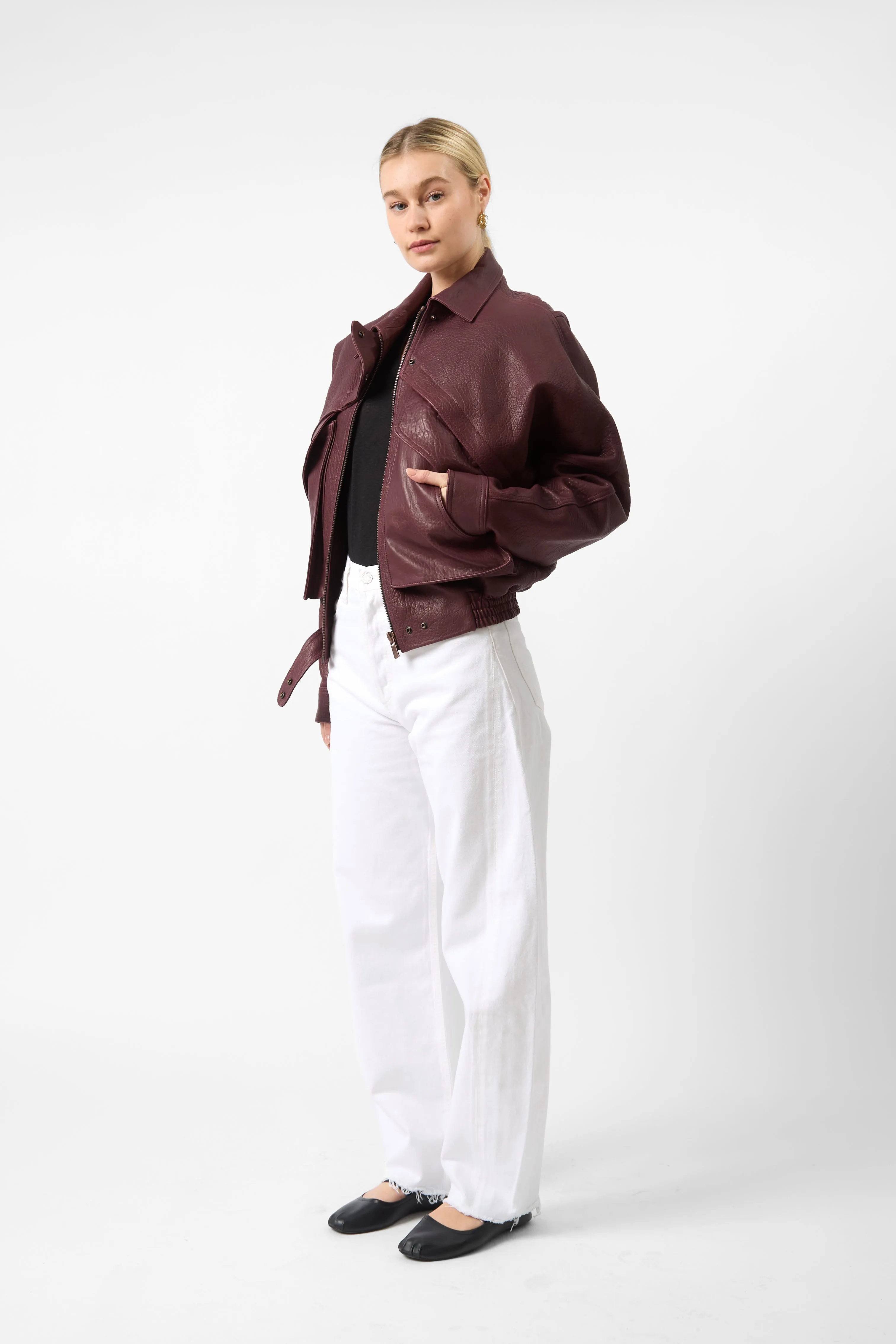 Magda Butrym Leather Bomber Jacket sold by Bessette product image thumbnail 2