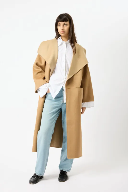 Toteme Two-Tone Signature Wool Cashmere Coat sold by Bessette