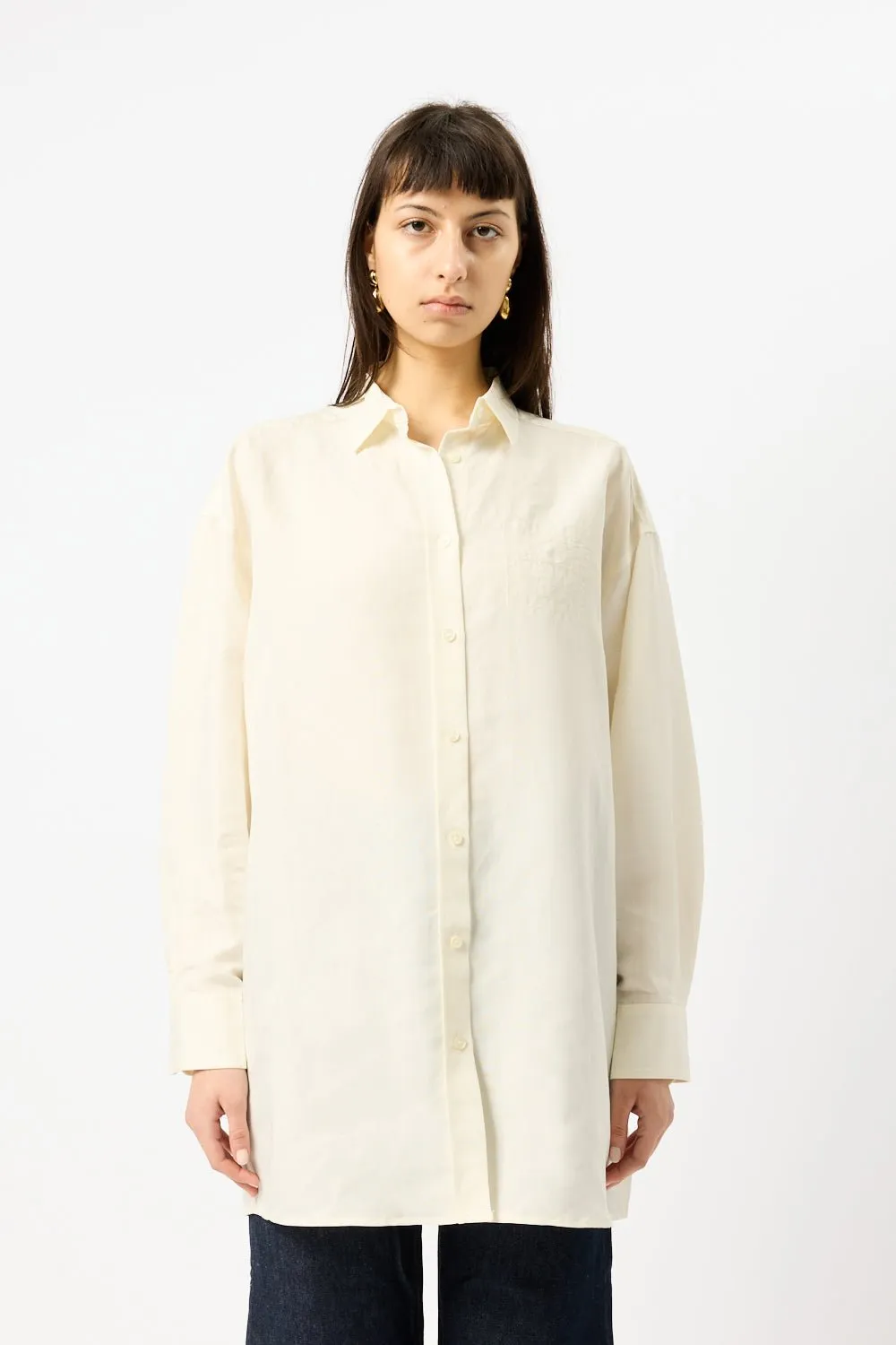 Toteme Long Lyocell Linen Shirt sold by Bessette