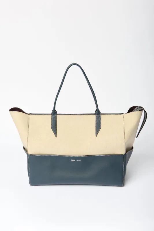 Métier Incognito Large Linen/Slate Cabas Bag sold by Bessette