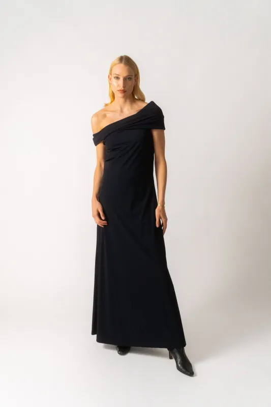 Róhe Black Off-The-Shoulder Maxi Dress sold by Bessette