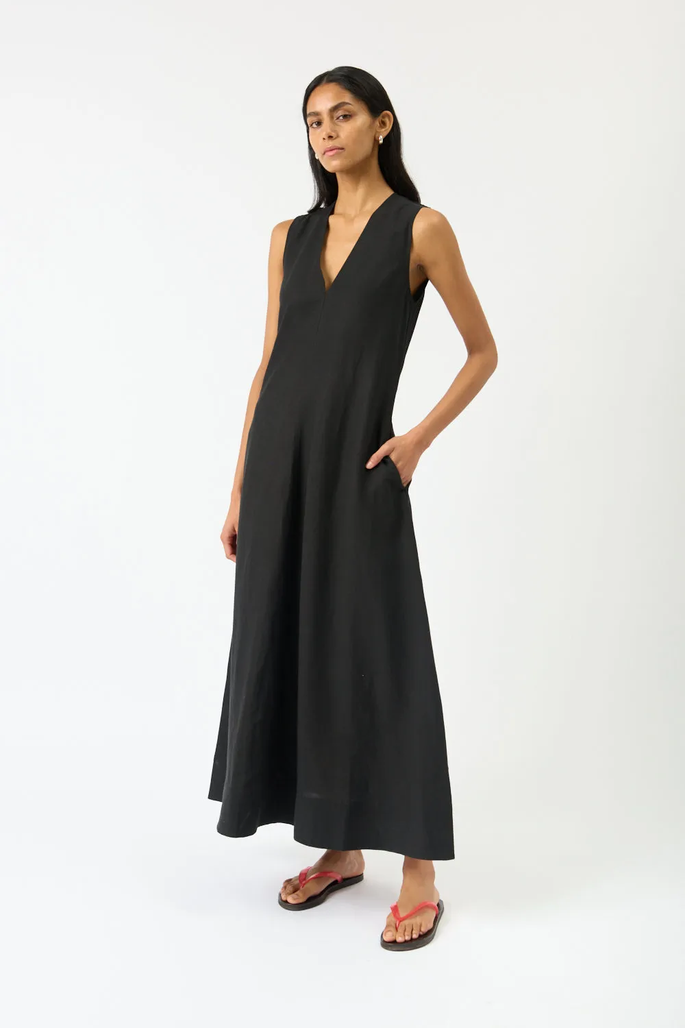 Black Fluid V-Neck Dress sold by Bessette product image thumbnail 3