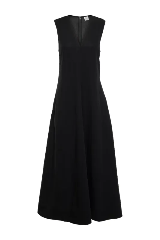Toteme Black Fluid V-Neck Dress sold by Bessette
