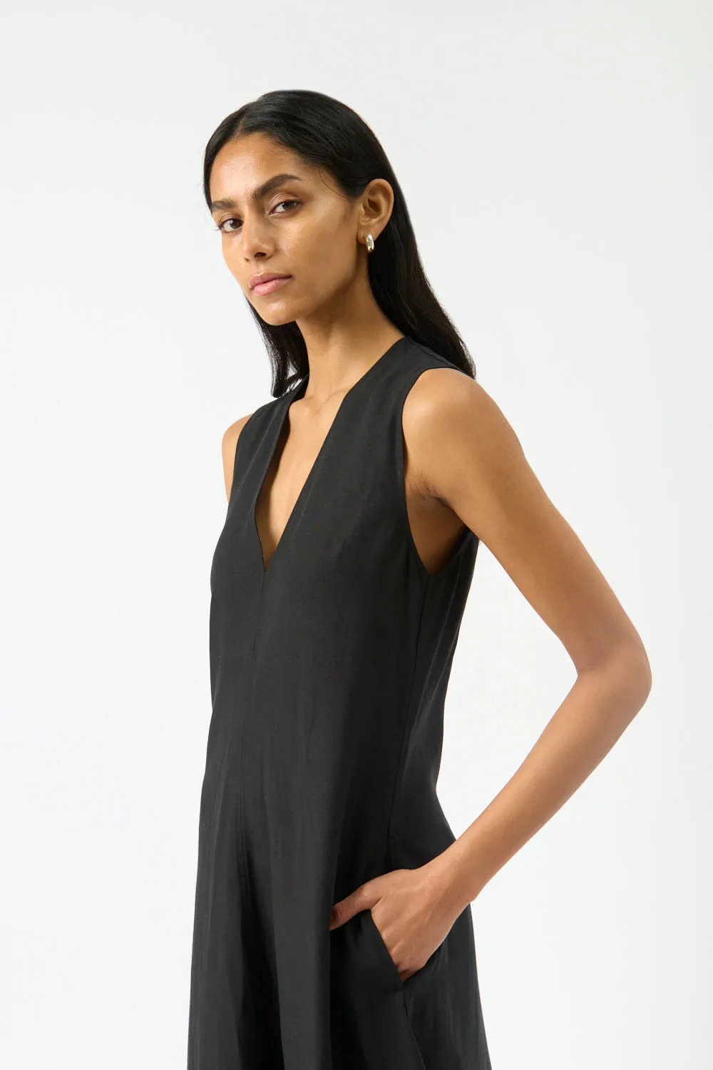 Black Fluid V-Neck Dress sold by Bessette product image thumbnail 4