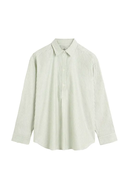Striped Half-Placket Shirt Olive sold by Bessette