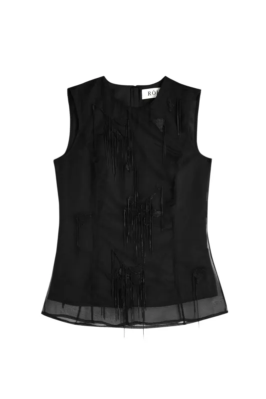 Embellished Tulip Organza Top sold by Bessette
