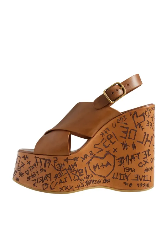 Chloé Maxime Brown Leather Wedge Sandals sold by Bessette