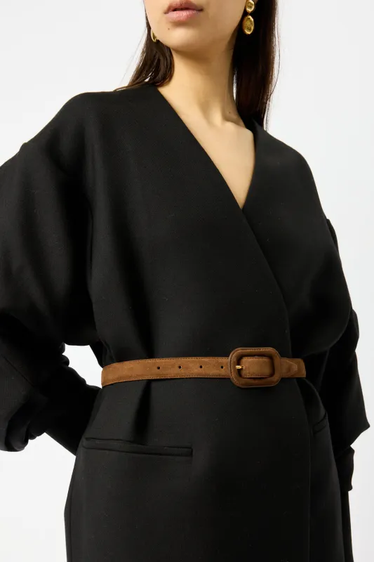 Wide Covered Buckle Suede Belt made by Toteme