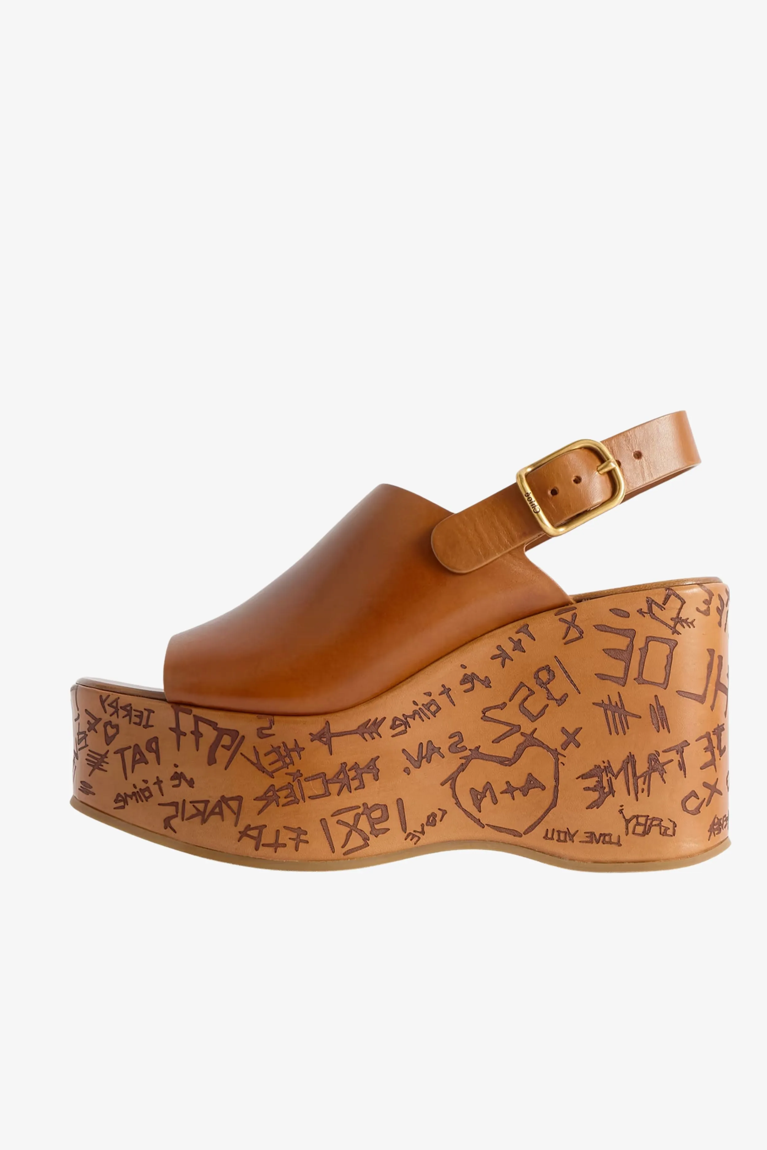 Chloé Maxime Leather Wedge Sandals sold by Bessette