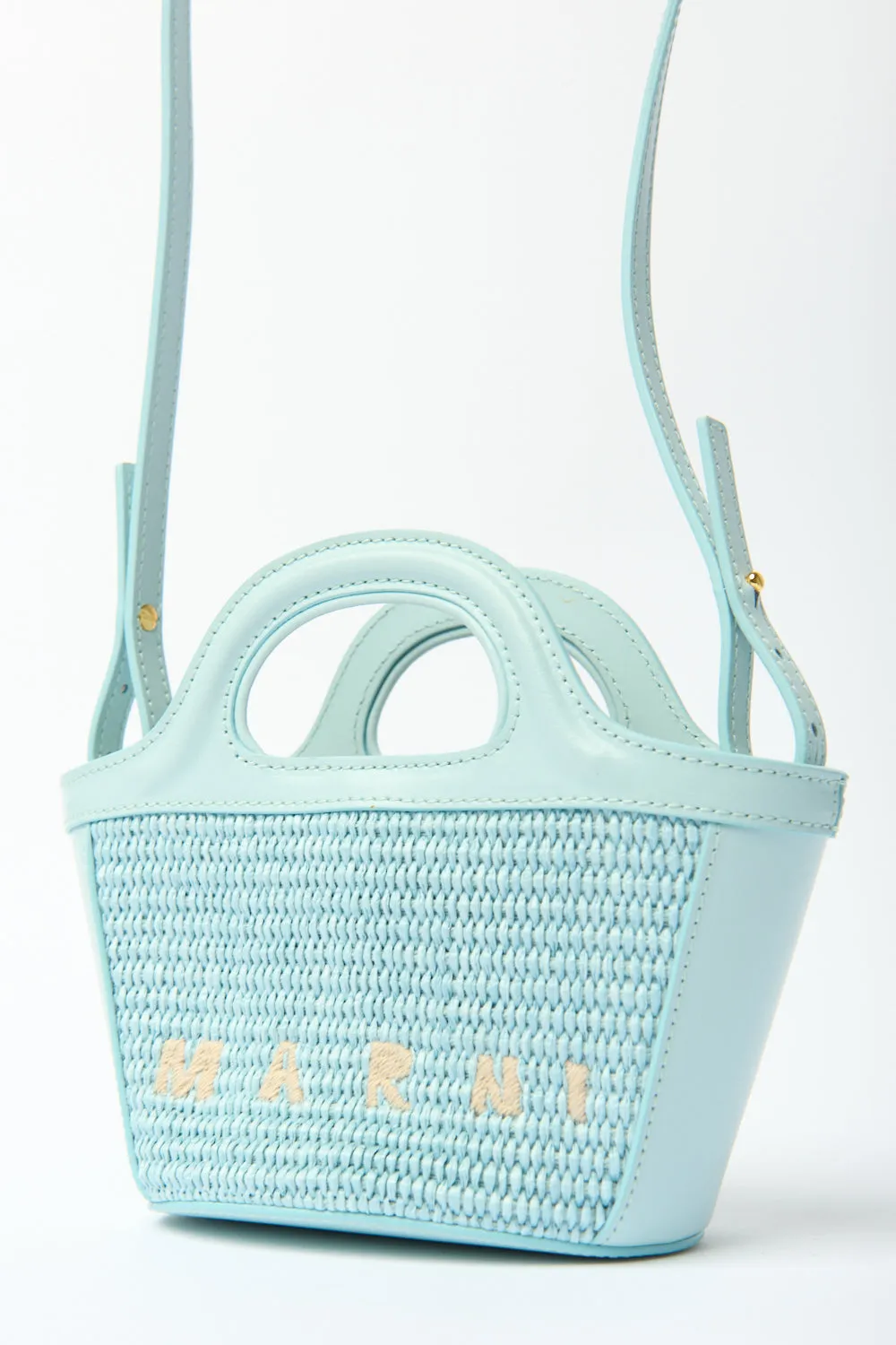 Marni Tropicalia Micro Blue Leather and Embroidered Faux Raffia Tote sold by Bessette product image thumbnail 3