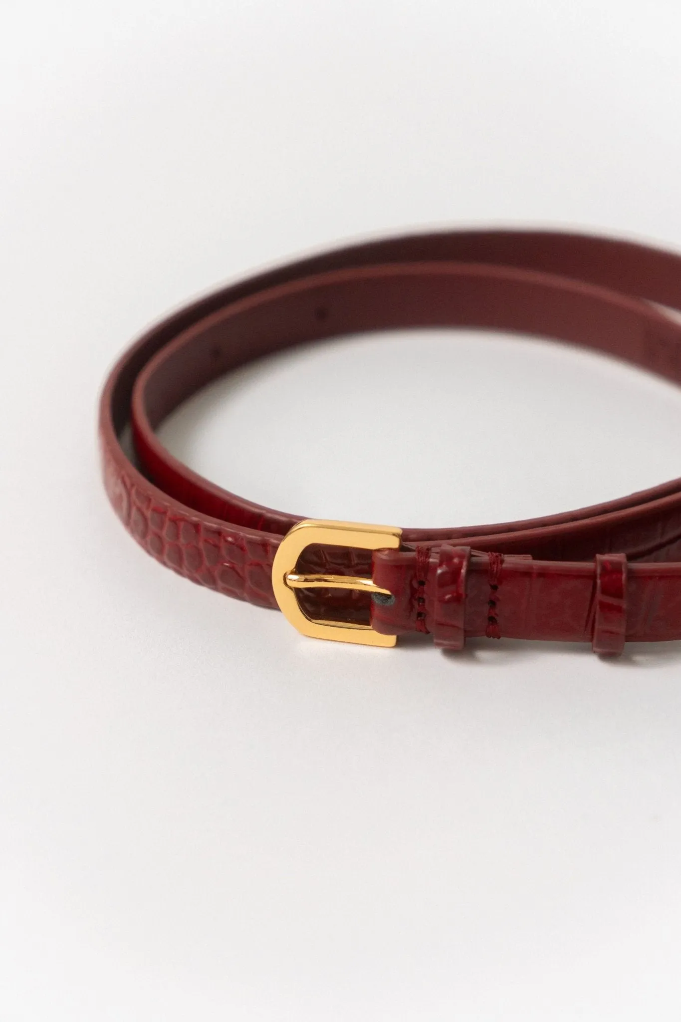 Double Clasp Leather Belt Red Croco sold by Bessette product image thumbnail 4