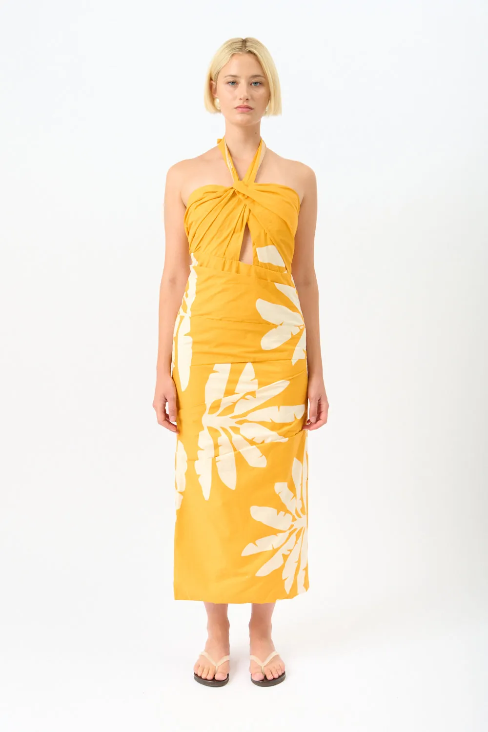 Chiricahua Printed Halter Twist-Front Maxi Dress sold by Bessette