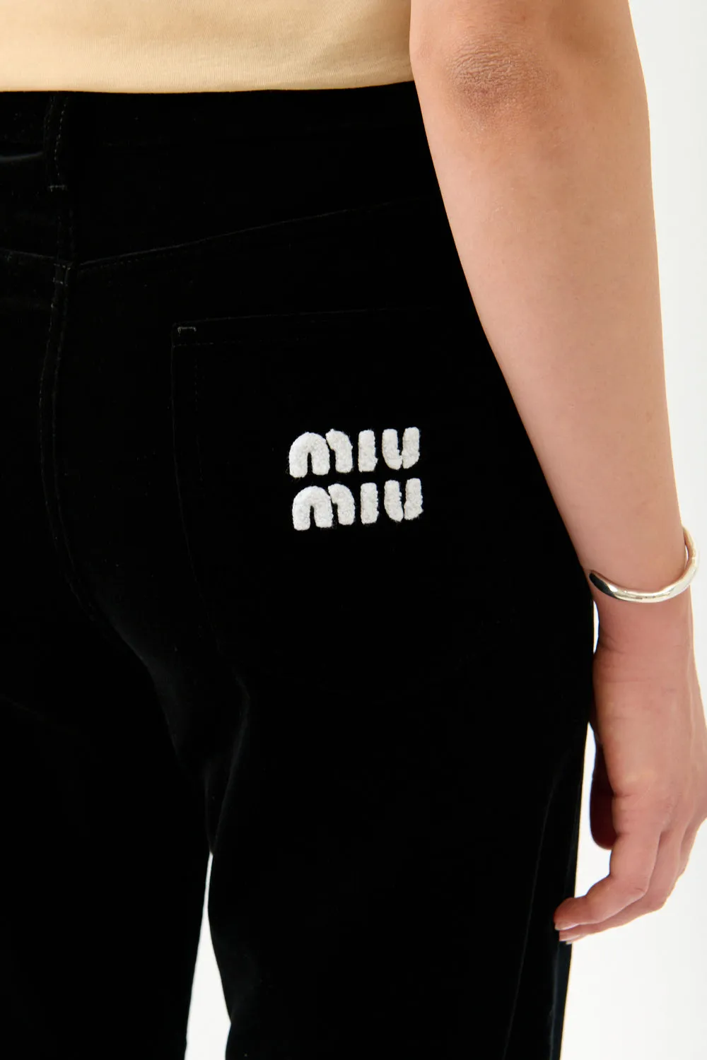 Miu Miu Washed-Effect Velvet Pants sold by Bessette