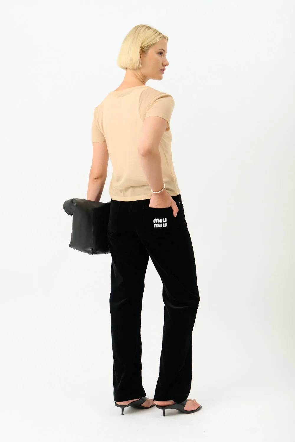 Miu Miu Washed-Effect Velvet Pants sold by Bessette product image thumbnail 3