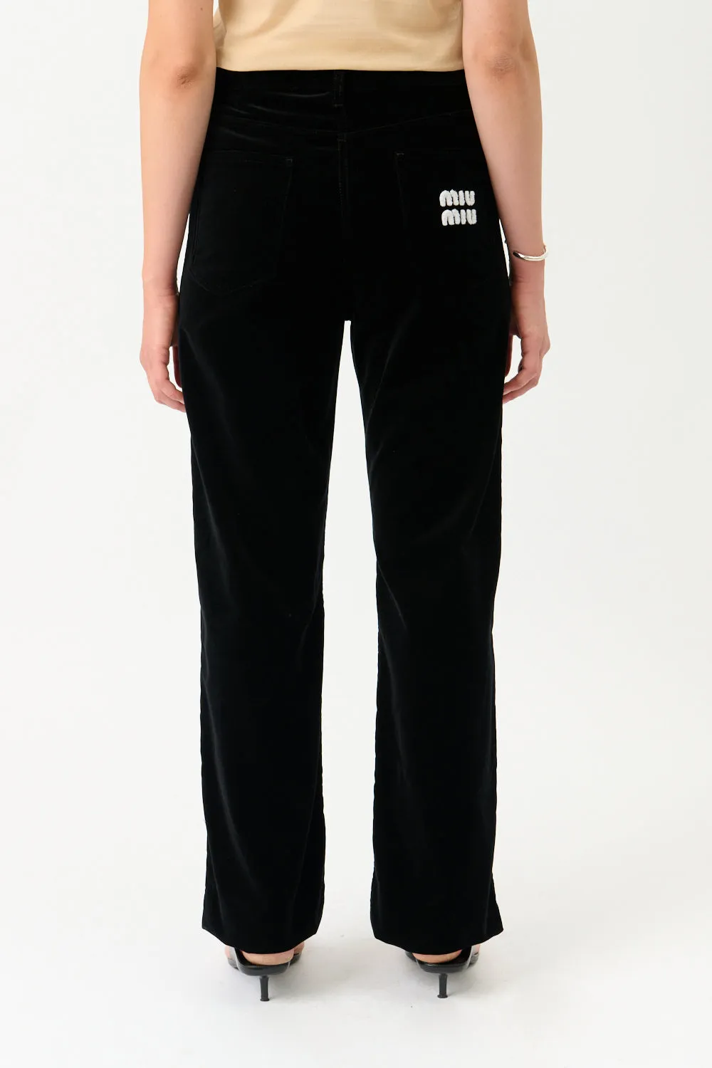 Miu Miu Washed-Effect Velvet Pants sold by Bessette product image thumbnail 4