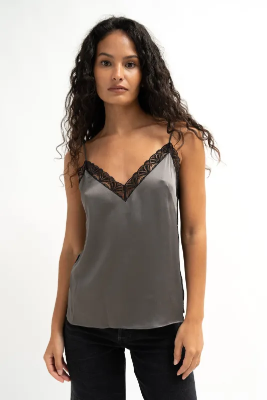 Grey Satin & Lace Camisole sold by Bessette